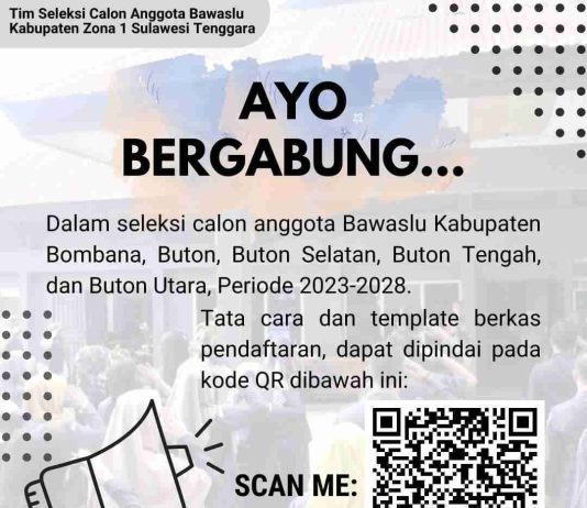 Pengumuman Rekrutmen Calon Anggota Bawaslu Kabupaten/Kota Provinsi Sulawesi Tenggara Zona 1