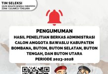 Pengumuman Hasil Penelitian Berkas Administrasi Calon Anggota Bawaslu Zona 1 Sultra