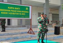 Dandim 1429/Butur Ciptakan Kondisi Pasar Bersih dan Sehat