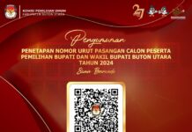 Pengumuman KPU Butur Nomor Urut Calon Peserta Pemilihan Bupati dan Wakil Bupati Tahun 2024