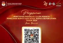 KPU Butur Tetapkan 4 Paslon Bupati dan Wakil Bupati Peserta Pilkada Serentak Tahun 2024